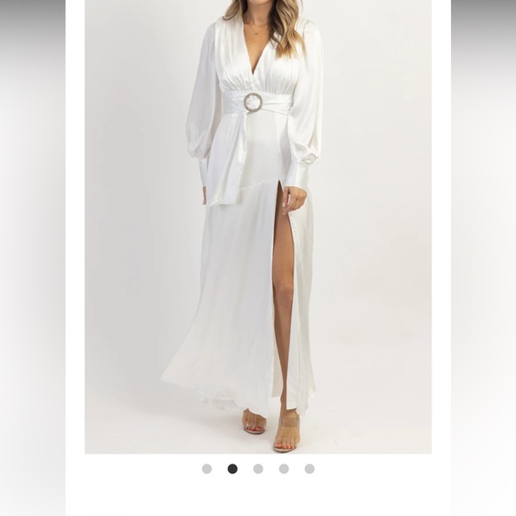 Shea Silky Side Slit Maxi Gown White Formal Small NWT L’Beye Bridal Prom - Picture 2 of 8